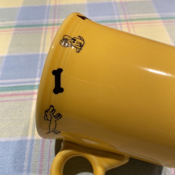 Fiestaware yellow mug with “Best Friend” around top with dogs and dog bone - Picture 5 of 7
